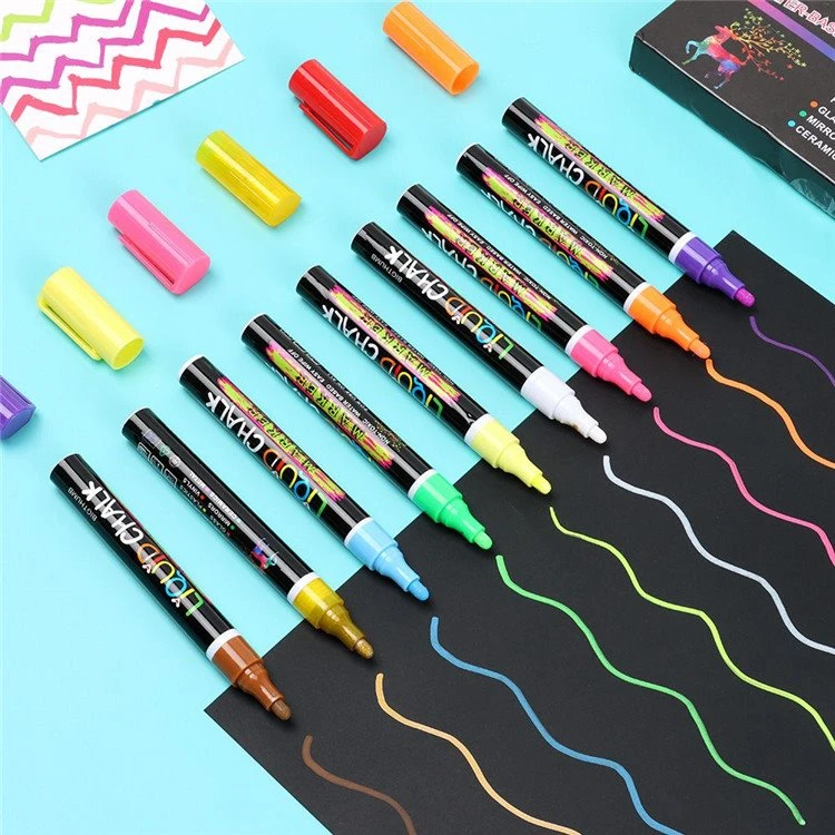 12 színű mosható és nedvesen törölhető neon krétakészítők